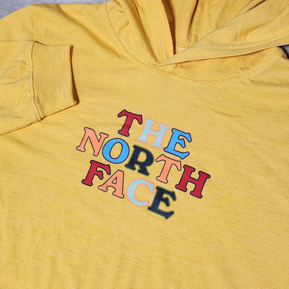 women's NORTH FACE yellow Summer Feels Tri-blend l/s Hoodie t-shirt outdoor sz L